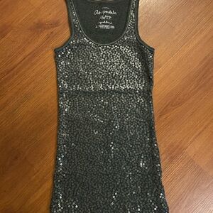 Aeropostale Vintage Dark Gray Y2K Sequin Tank Top